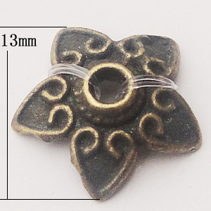Beads Caps, Zinc Alloy Jewelry Findings, 13mm Hole:2mm, Sold by Bag