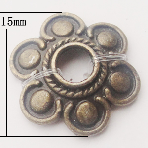 Beads Caps, Zinc Alloy Jewelry Findings, 15mm Hole:3.5mm, Sold by Bag