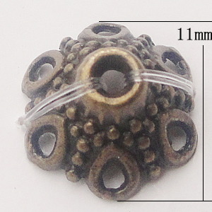 Beads Caps, Zinc Alloy Jewelry Findings, 11mm Hole:1.5mm, Sold by Bag