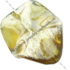 Painted Acrylic Beads,Transparent Painted Gold,32x46x7mm,Hole:Approx 3mm,Sole by Bag
