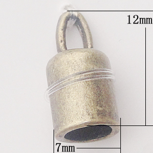 Zinc Alloy Cord End Caps, 7x12mm, Sold by Bag