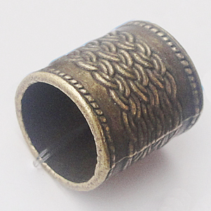 European Style Beads Zinc Alloy Jewelry Findings, Column 14x13mm Hole:10.5mm, Sold by Bag