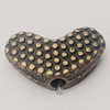 Beads, Zinc Alloy Jewelry Findings, Heart 13x17mm Hole:1.5mm, Sold by Bag