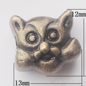 European Style Beads Zinc Alloy Jewelry Findings, Animal Head 13x12mm Hole:5mm, Sold by Bag