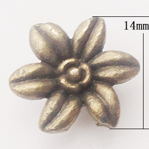 Pendant, Zinc Alloy Jewelry Findings, Flower 14x14mm, Sold by Bag