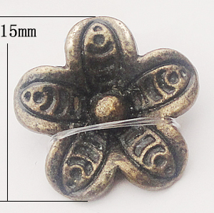 Pendant, Zinc Alloy Jewelry Findings, Flower 15mm, Sold by Bag