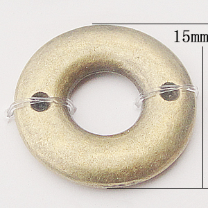 Connectors, Zinc Alloy Jewelry Findings, Flat Round 15x15mm Hole:1.5mm, Sold by Bag