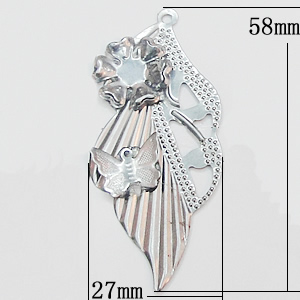 Iron Jewelry Finding Pendant Lead-free, Leaf 27x58mm, Sold by PC