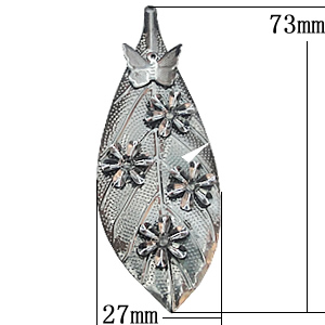 Iron Jewelry Finding Pendant Lead-free, Leaf 27x73mm, Sold by PC