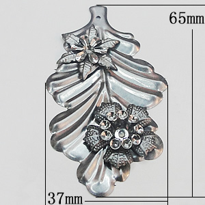 Iron Jewelry Finding Pendant Lead-free, Leaf 37x65mm, Sold by PC