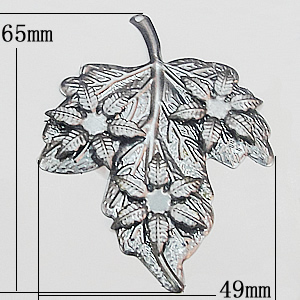 Iron Jewelry Finding Pendant Lead-free, Leaf 49x65mm, Sold by PC