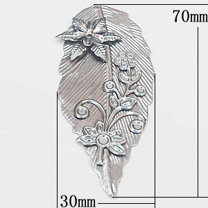 Iron Jewelry Finding Pendant Lead-free, Leaf 30x70mm, Sold by PC