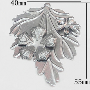 Iron Jewelry Finding Pendant Lead-free, Leaf 40x55mm, Sold by PC