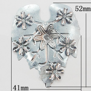 Iron Jewelry Finding Pendant Lead-free, Leaf 41x52mm, Sold by PC