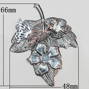 Iron Jewelry Finding Pendant Lead-free, Leaf 48x66mm, Sold by PC