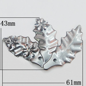 Iron Jewelry Finding Pendant Lead-free, Leaf 61x43mm, Sold by PC