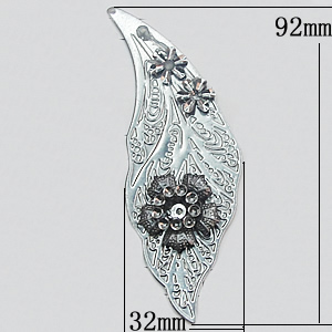 Iron Jewelry Finding Pendant Lead-free, Leaf 32x92mm, Sold by PC
