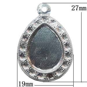 Iron Pendant Setting, Teardrop 19x27mm, Sold by Bag