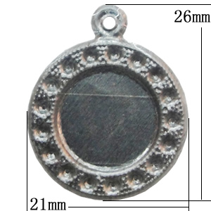 Iron Pendant Setting, Flat Round 21x26mm, Sold by Bag