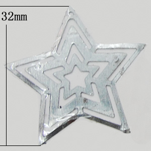 Iron Jewelry Finding Pendant Lead-free, Star 32mm, Sold by Bag