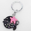 Iron Key Chains with Acrylic Charm, Fish, 41x95mm, Sold by PC