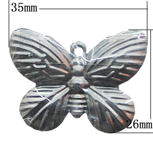 Iron Jewelry Finding Pendant Lead-free, Butterfly 35x26mm, Sold by Bag