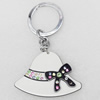 Iron Key Chains with Acrylic Charm, Hat, 53x95mm, Sold by PC