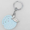 Iron Key Chains with Acrylic Charm, Apple, 47x105mm, Sold by PC