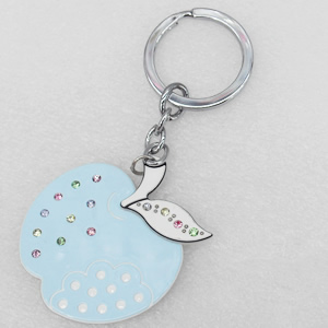 Iron Key Chains with Acrylic Charm, Apple, 47x105mm, Sold by PC