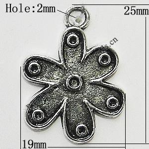 Pendant/Charm Setting Zinc Alloy Jewelry Findings Lead-free, Flower 19x25mm Hole:2mm, Sold by Bag