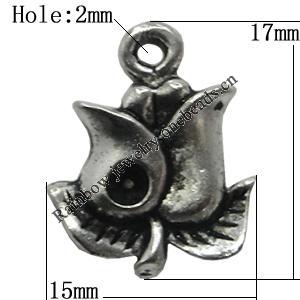 Pendant/Charm Zinc Alloy Jewelry Findings Lead-free, Flower 15x17mm Hole:2mm, Sold by Bag