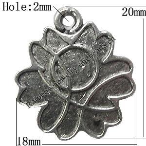 Pendant/Charm Zinc Alloy Jewelry Findings Lead-free, Flower 18x20mm Hole:2mm, Sold by Bag
