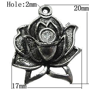 Pendant/Charm Zinc Alloy Jewelry Findings Lead-free, Flower 17x20mm Hole:2mm, Sold by Bag