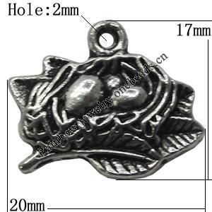 Pendant/Charm Zinc Alloy Jewelry Findings Lead-free, 20x17m Hole:2mm, Sold by Bag