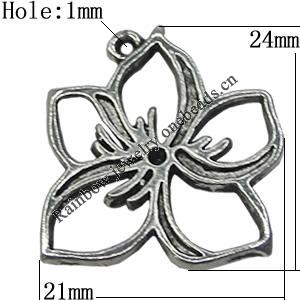 Pendant/Charm Zinc Alloy Jewelry Findings Lead-free, Flower 21x24mm Hole:1mm, Sold by Bag