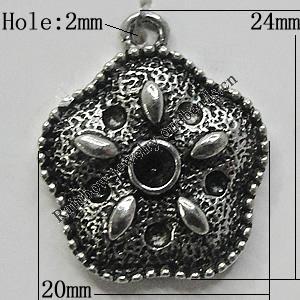 Pendant/Charm Setting Zinc Alloy Jewelry Findings Lead-free, Flower 20x24mm Hole:2mm, Sold by Bag