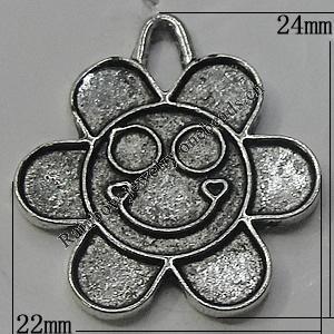 Pendant/Charm Zinc Alloy Jewelry Findings Lead-free, Flower 22x24mm Hole:2mm, Sold by Bag