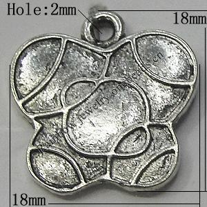 Pendant/Charm Zinc Alloy Jewelry Findings Lead-free, Flower 18x18mm Hole:2mm, Sold by Bag