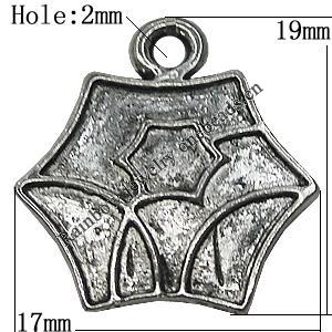 Pendant/Charm Zinc Alloy Jewelry Findings Lead-free, Flower 17x19mm Hole:2mm, Sold by Bag