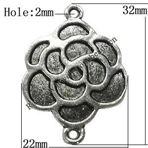 Pendant/Charm Zinc Alloy Jewelry Findings Lead-free, Flower 22x32mm Hole:2mm, Sold by Bag