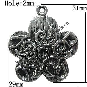 Pendant/Charm Zinc Alloy Jewelry Findings Lead-free, Flower 29x31mm Hole:2mm, Sold by Bag