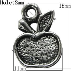 Pendant/Charm Zinc Alloy Jewelry Findings Lead-free, Apple 11x15mm Hole:2mm, Sold by Bag