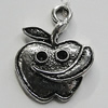 Pendant/Charm Setting Zinc Alloy Jewelry Findings Lead-free, Apple 17x23mm Hole:2mm, Sold by Bag