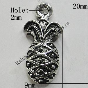 Pendant/Charm Zinc Alloy Jewelry Findings Lead-free, Fruit 9x20mm Hole:2mm, Sold by Bag