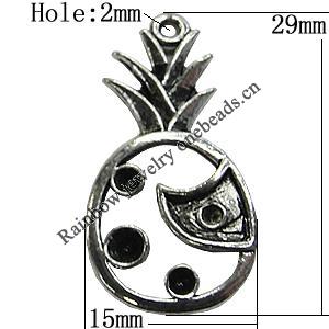 Pendant/Charm Zinc Alloy Jewelry Findings Lead-free, Fruit 15x29mm Hole:2mm, Sold by Bag