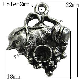 Pendant/Charm Setting Zinc Alloy Jewelry Findings Lead-free, Fruit 22x18mm Hole:2mm, Sold by Bag