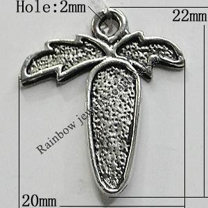 Pendant/Charm Zinc Alloy Jewelry Findings Lead-free, Fruit 22x20mm Hole:2mm, Sold by Bag