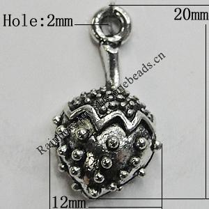 Pendant/Charm Zinc Alloy Jewelry Findings Lead-free, Fruit 20x12mm Hole:2mm, Sold by Bag