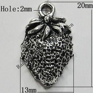 Pendant/Charm Zinc Alloy Jewelry Findings Lead-free, Fruit 20x13mm Hole:2mm, Sold by Bag