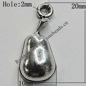 Pendant/Charm Zinc Alloy Jewelry Findings Lead-free, Fruit 10x20mm Hole:2mm, Sold by Bag